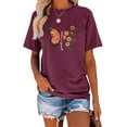 thumbnail image 1 of Anbech Sunflower T-Shirt for Women Graphic Butterfly Printed Short Sleeve Tee Tops with Crew Neck, 1 of 4