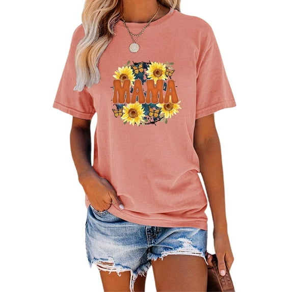 Anbech Sunflower T-Shirt for Women Graphic Butterfly Printed Short Sleeve Tee Tops with Crew Neck