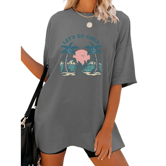 Anbech Sunset Shirt for Women Graphic Tshirt Summer Nature Casual Drop Shoulder Short Sleeve Loose Tee Tops