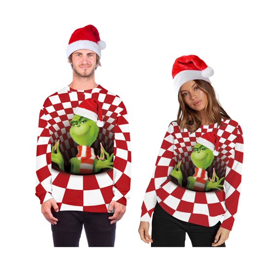 Anbech Ugliest 3D Printed Sweatshirt for Women Men Christmas Pullover Long Sleeve Xmas Shirt Funny Design Holiday Party