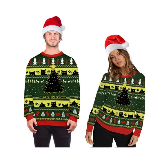 Anbech Ugliest 3D Printed Sweatshirt for Women Men Christmas Pullover Long Sleeve Xmas Shirt Funny Design Holiday Party