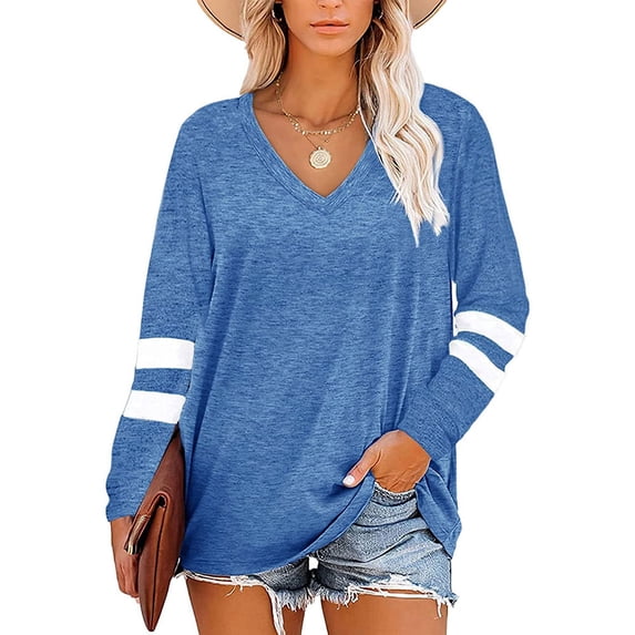 Anbech V Neck Long Sleeve T-Shirt for Women Casual Sweatshirt Tee Shirt with V Neck