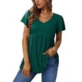 thumbnail image 1 of XCHQRTI V Neck Tunic Top Shirt Women Casual Loose Ruffled Short Sleeves Tshirt Tops, 1 of 5