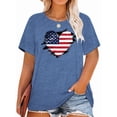 thumbnail image 1 of Anbech Women Heart Graphic Plus Size T-Shirts 4th of July Print Short Sleeves Independence Day Tee Tops, 1 of 5