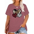 thumbnail image 1 of Anbech Women Heart Printed Plus Size T-Shirts Graphic LOVE Heart Print Short Sleeves Tees Cute Oversize T-Shirt with Round Neck, 1 of 4