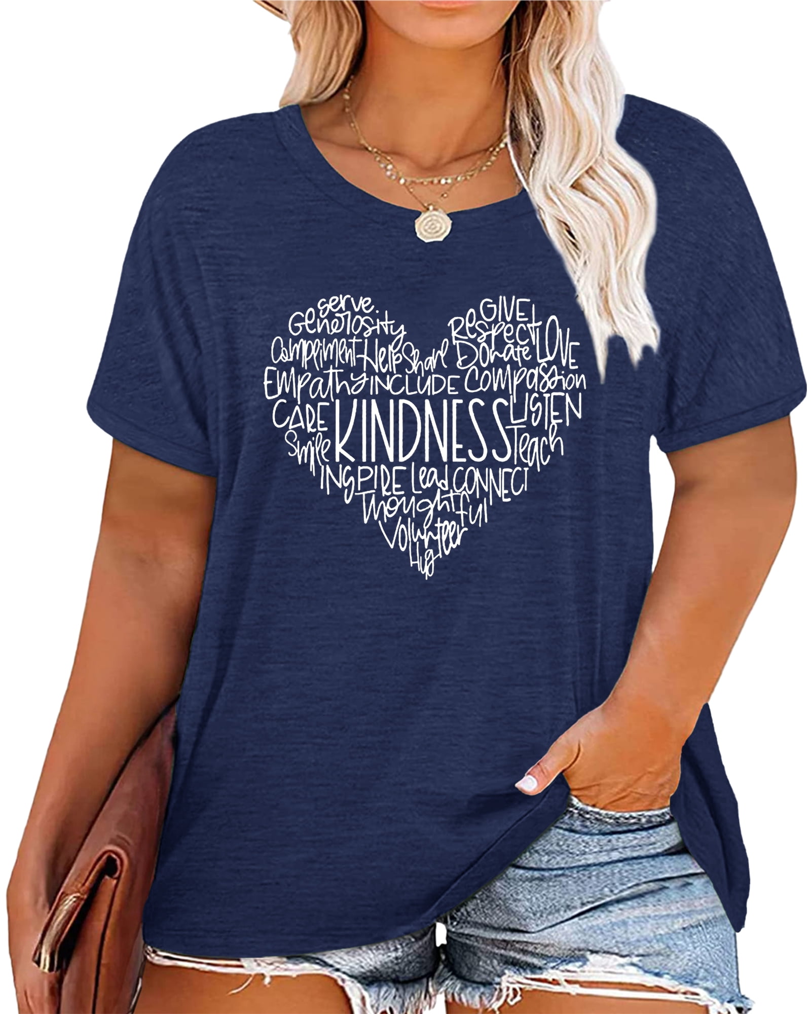 Women's Graphic Heart Print White Relaxed Fit T-Shirt