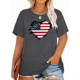 thumbnail image 1 of Anbech Women Plus Size 4th of July Heart Printed T-Shirts Graphic LOVE Heart Short Sleeves Tees, 1 of 4