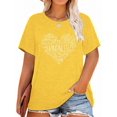 thumbnail image 1 of Anbech Women Heart Printed Plus Size T-Shirts Graphic LOVE Short Sleeves Casual Tees, 1 of 3