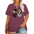 thumbnail image 1 of Anbech Women Love T-Shirts Plus Size Graphic Leopard Heart Short Sleeves Summer Tops, 1 of 4