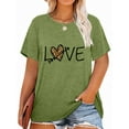 thumbnail image 1 of Anbech Women Love T-Shirts Plus Size Graphic Leopard Heart Short Sleeves Summer Tops, 1 of 13