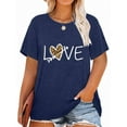 thumbnail image 1 of Anbech Women Love T-Shirts Plus Size Graphic Leopard Heart Short Sleeves Summer Tops, 1 of 13