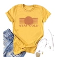 thumbnail image 1 of Anbech Women Stay Gold Graphic Shirt Short Sleeve Print Casual Tee, 1 of 6