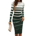 thumbnail image 1 of Anbech Women Striped Sweater Dress Long Sleeve Ribbed Knitted Slim Fit Dresses, 1 of 8