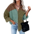 thumbnail image 1 of Anbech Women's Corduroy Button Down Shacket Vintage Long Sleeve Shirt Jacket Oversized Corduroy Blouses Coats, 1 of 2