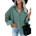 thumbnail image 1 of Anbech Women's Corduroy Button Down Shacket Vintage Long Sleeve Shirt Jacket Oversized Corduroy Blouses Coats, 1 of 2