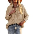 thumbnail image 1 of Anbech Women's Corduroy Button Down Shacket Vintage Long Sleeve Shirt Jacket Oversized Corduroy Blouses Coats, 1 of 2