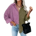 thumbnail image 1 of Anbech Women's Corduroy Button Down Shacket Vintage Long Sleeve Shirt Jacket Oversized Corduroy Blouses Coats, 1 of 2