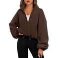 thumbnail image 1 of Anbech Women's Crop Zip Up Jacket Y2K Trendy Long Sleeve Fall Clothes, 1 of 6