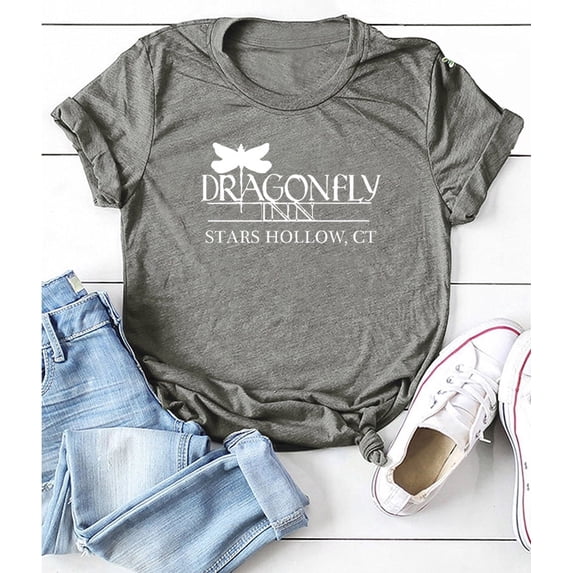 Anbech Women's Dragonfly T Shirts Short Sleeve Crew Neck Dragonflies Tee Shirt Pullover Ladies Tops