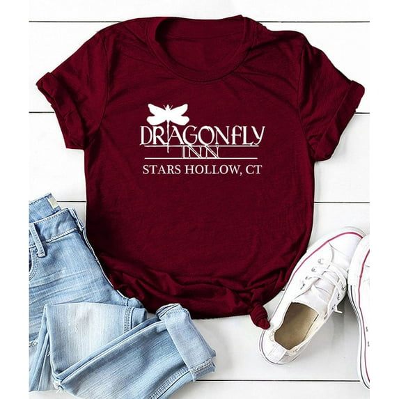 Anbech Women's Dragonfly T Shirts Short Sleeve Crew Neck Dragonflies Tee Shirt Pullover Ladies Tops