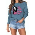 thumbnail image 1 of XCHQRTI Women's Skull Sweatshirt Graphic T Shirts Long Sleeve Top Pullover Halloween Sweaters, 1 of 3