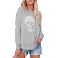 thumbnail image 1 of Anbech Women's Skull Sweatshirt Graphic T Shirts Long Sleeve Top Pullover Halloween Sweaters, 1 of 2