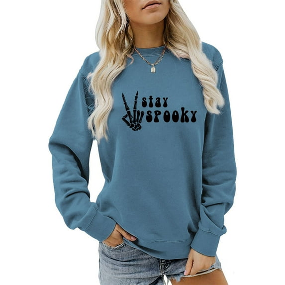 Anbech Womens Halloween Sweatshirt Graphic T Shirts Long Sleeve Top Pullover Loose Fashion Sweaters
