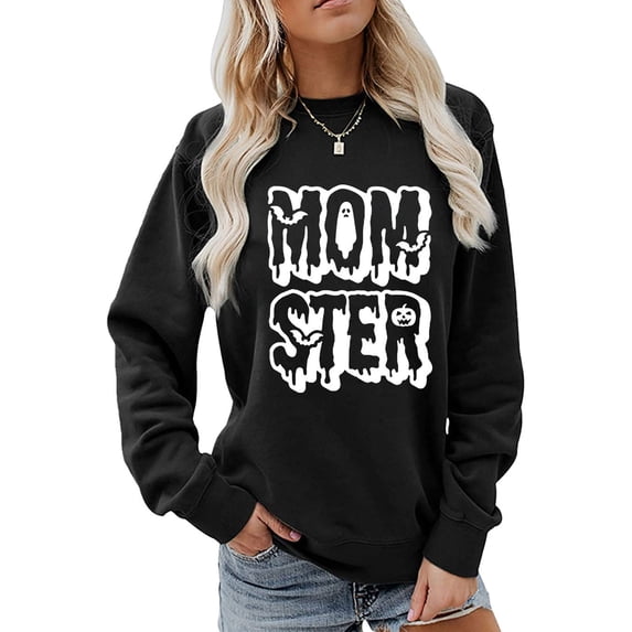 Anbech Womens Mom Ster Sweatshirt Halloween Graphic T Shirts Long Sleeve Top Pullover Loose Fashion Sweaters