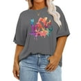 thumbnail image 1 of XCHQRTI Womens Plus Size Love Heart Tshirt Rolled Sleeve Graphic Tee Flowy Casual Blouse Top, 1 of 6