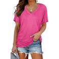 thumbnail image 1 of Anbech Womens Sexy V Neck Shirt Dolman Short Sleeve Tops with Side Shirring Loose Fit Tshirts, 1 of 5