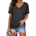thumbnail image 1 of Anbech Womens Sexy V Neck Shirt Dolman Short Sleeve Tops with Side Shirring Loose Fit Tshirts, 1 of 5