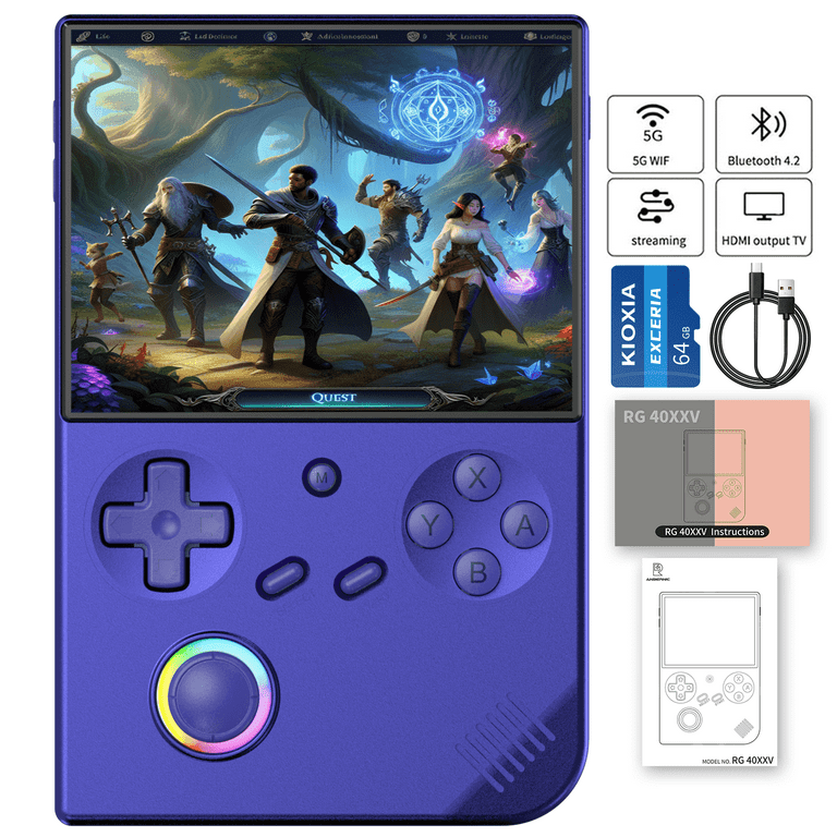 アンバーニック　ANBERNIC RG40XX Ｖ　ブルー Anbernic, Handheld Game Console, Blue, 64GB, 3200mAh Battery