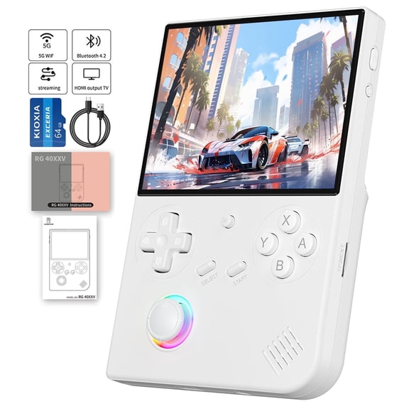 Anbernic RG40XXV Handheld Game Console,64GB,3200mAh Battery,Linux, Bluetooth,HD Output White