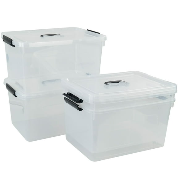 Anbers 17.5 Qt Large Plastic Storage Bins with Lids, 4 Packs Latching Storage Container Box