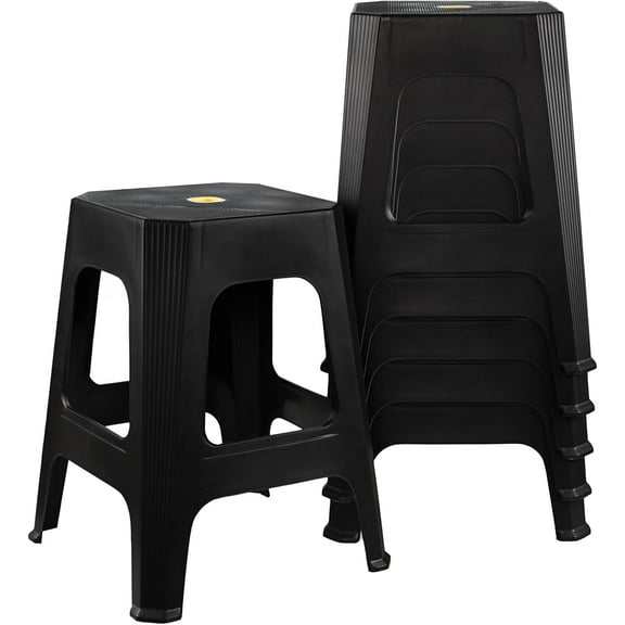 Anbers 18.7" High Plastic Stools for Seating, 6 Pack Black Dining Table Stools