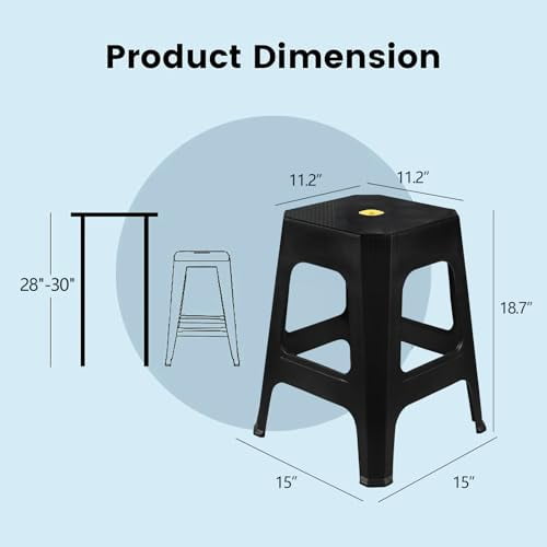 Anbers 18.7" High Plastic Stools for Seating, 6 Pack Black Dining Table Stools