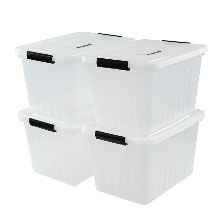 Anbers 25 Quart Clear Plastic Storage Bins with Lids, 4 Pack Latching  Storage Box with Handle 
