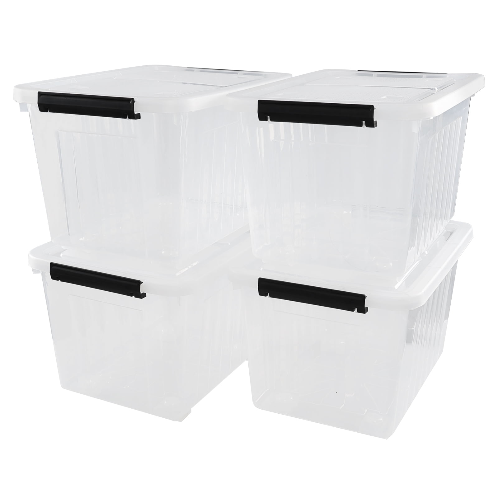 HART 200 Quart Latching Rolling Plastic Storage Bin Container, Clear, Set  of 2 