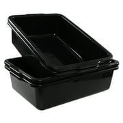 Anbers 32 Liter Plastic Commercial Bus Box, Extra Large Black Bus Tub, 4 Pack