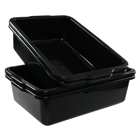 Anbers 32 Liter Plastic Commercial Bus Box, Extra Large Black Bus Tub, 4 Pack