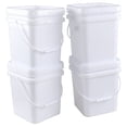 Anbers 4.8 Gallon Square Food Grade Buckets with Lids, White Plastic ...