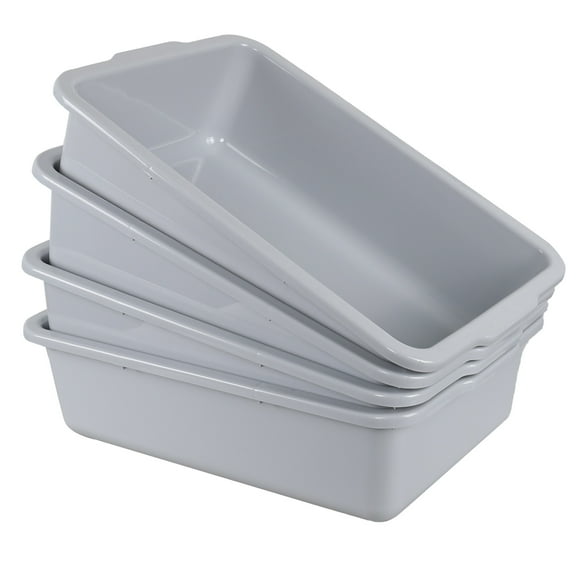 Anbers 4-Pack 32 L Plastic Commercial Bus Tub Box, Large Bus Tubs Restaurant, Gray