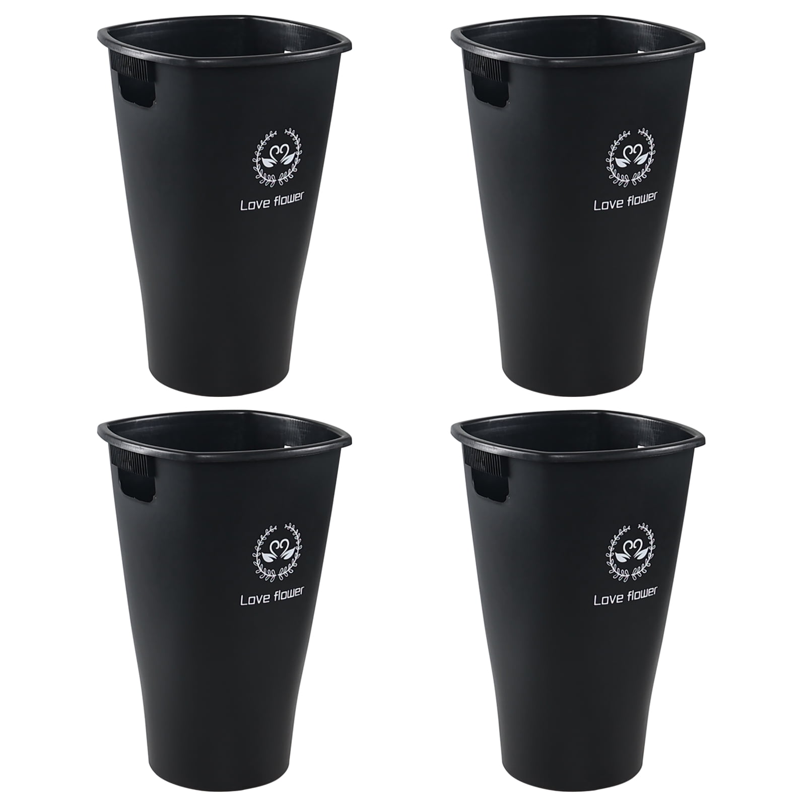 Anbers 4 Pack Black Plastic Floral Bucket, 16-Inch Farmhouse Fresh Flower Buckets