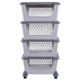 thumbnail image 1 of Anbers 4-Tier Stackable Storage Baskets with Rolling Wheels, Plastic Stacking Baskets, 1 of 7