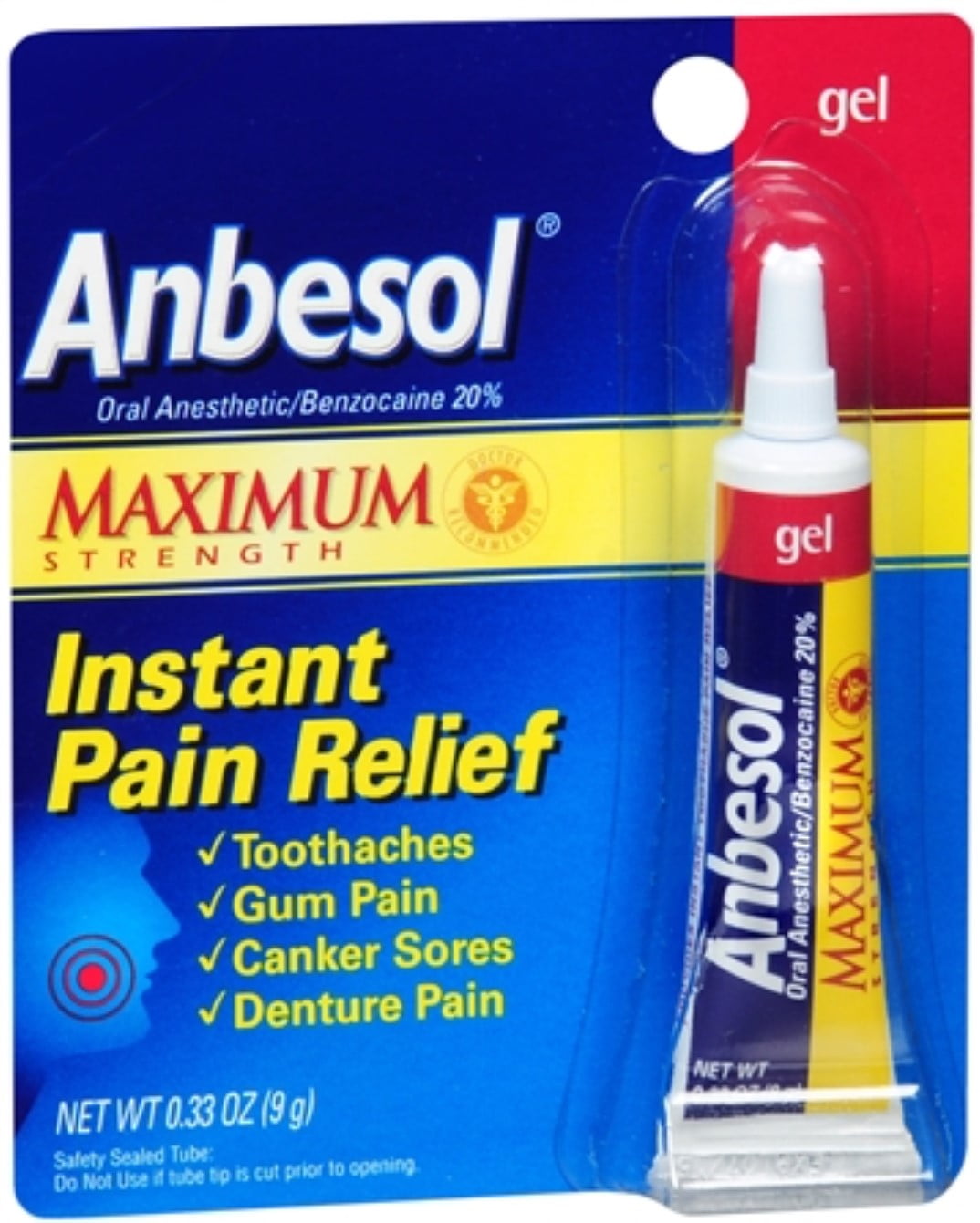 Anbesol Gel Maximum Strength 0.33 Oz - Oral Analgesic For Tooth Pain ...