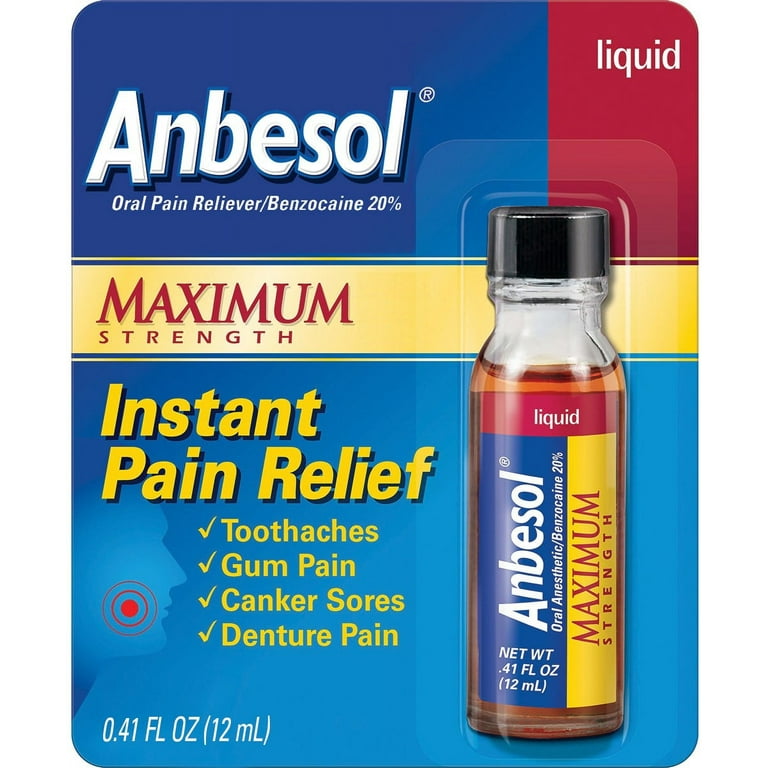 Anbesol Liquid Maximum Strength Instant Oral Pain Relief 0.41 oz