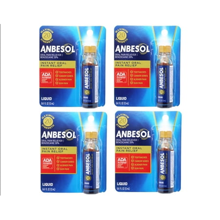 Anbesol Maximum Strength Instant Pain Relief Liquid, 0.41 fl oz (4 pack)