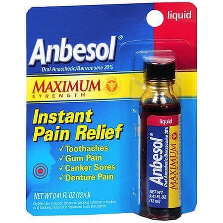 Anbesol Pain Relief, Instant, Maximum Strength, Liquid .41 oz, Pack of 3