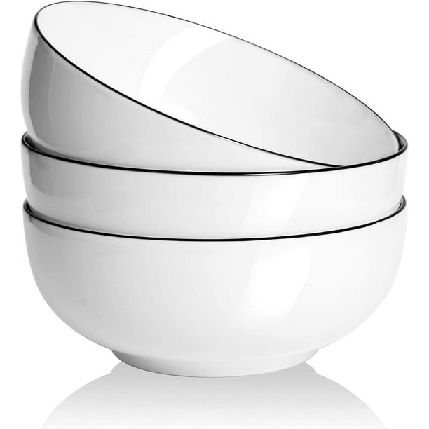 Anbncn Large White Serving Bowls, 60 Ounces Large Porcelain Bowl for Salad,Soup Bowls Set of 3