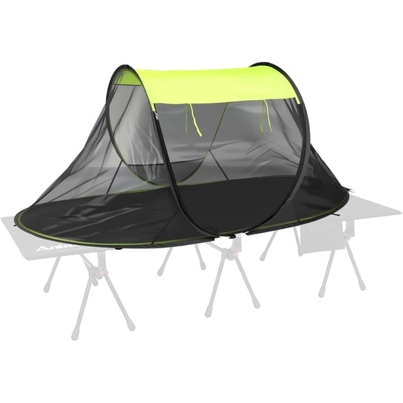 Anbte 1 Person Instant Pop-Up Mosquito Net Tent, Breathable B3 Mesh Bug Screen Shelter with Oxford Floor, Dual Use for Camping Cot & Ground, 86.6"x33.5"x35.4", Green
